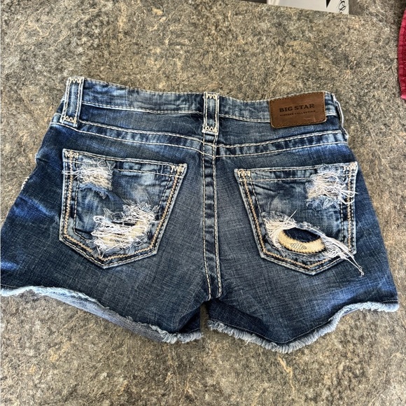 Big Star Blue Jean Shorts Distressed Vintage Style - Picture 4 of 5